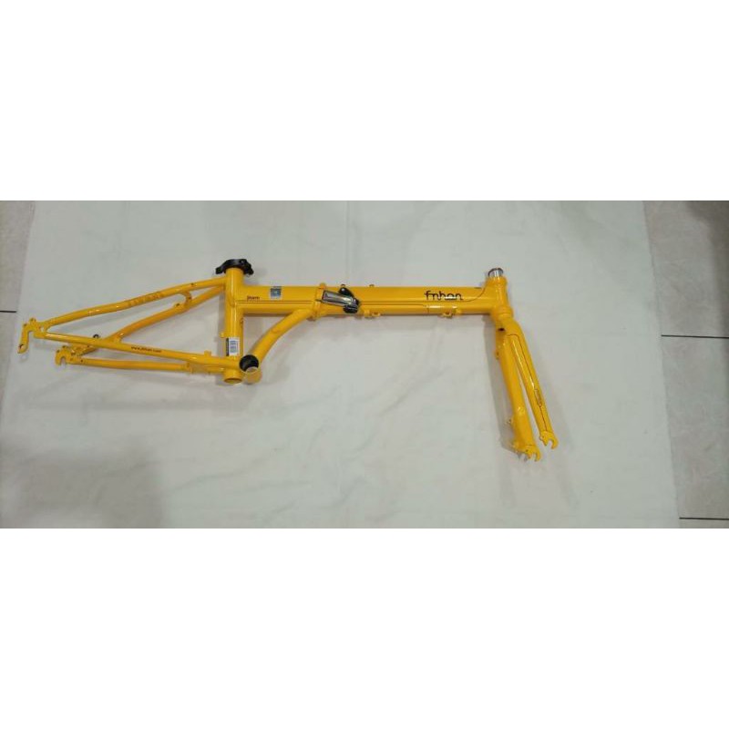 Frame set &amp; handlepost hp FNHON STORM warna kuning Discbrake disc brake db Chromoly 20 22 inc