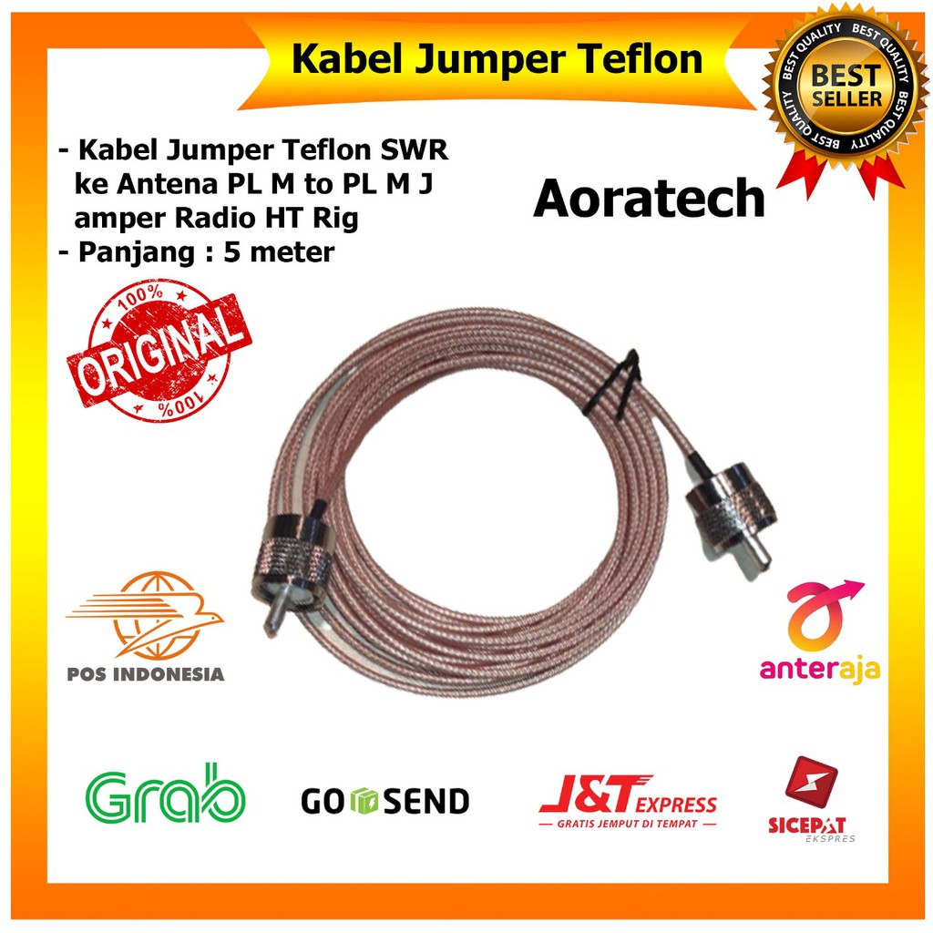 Kabel Jumper Teflon SWR Radio Rig PL-M to PL-M Panjang 5 Meter