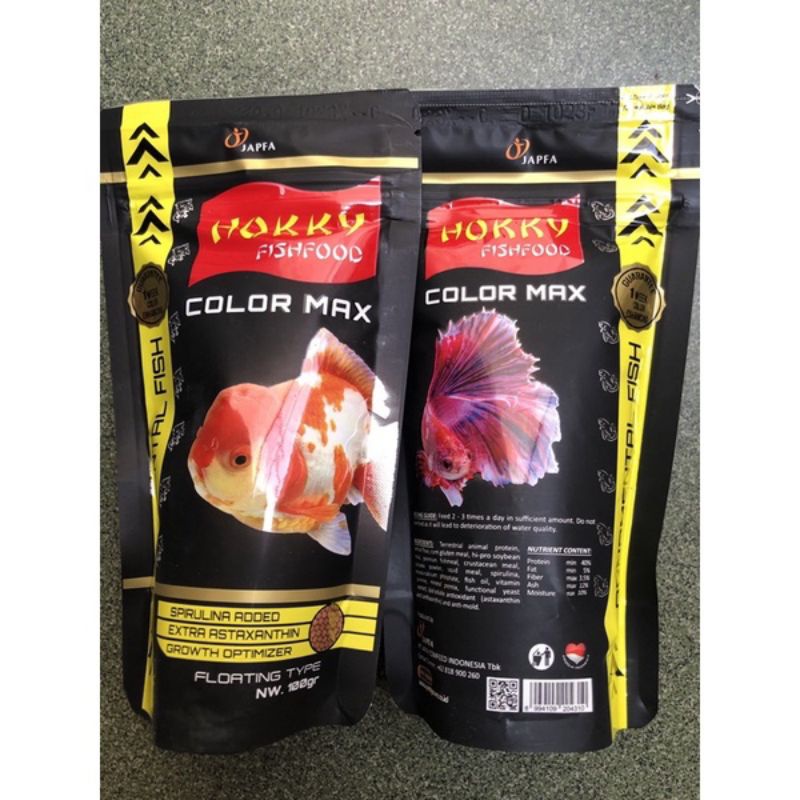 HOKKY PELET MAKANAN PAKAN IKAN HIAS MAS KOKI KOI CUPANG HOKKY COLOUR COLOR MAX FISH FOOD 100gr UNTUK