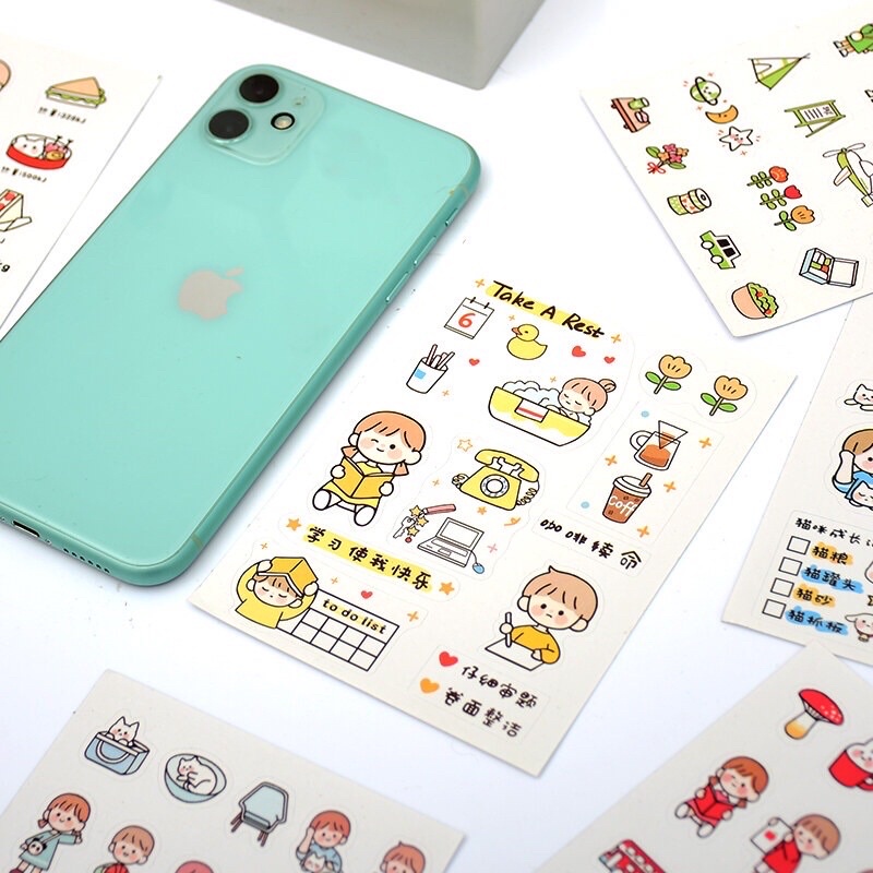 [READY STOCK BISA COD] 1 LEMBAR STIKER LUCU DEKORASI JURNAL DIARY FANCY AESTHETIC KAWAII KARAKTER KA