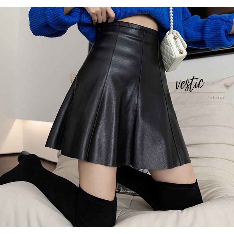 Rok Kulit PU Pinggang Tinggi Baru Wanita 2021 Musim Gugur Musim Dingin Kasual Streetwear Mini