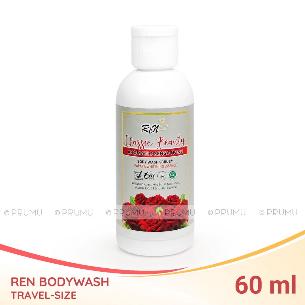 Ren Body Wash Scrub Travel Size 60ml - Sabun Pepaya Cair - Shower Scrub - Sabun Cair