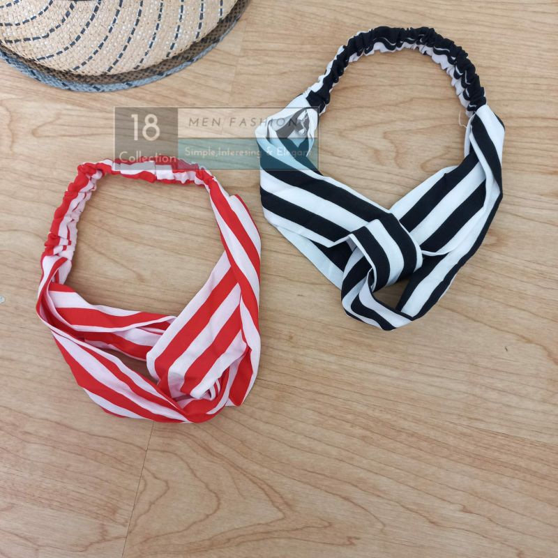 [Bisa COD] Bandana Wanita Bando Motif Salur