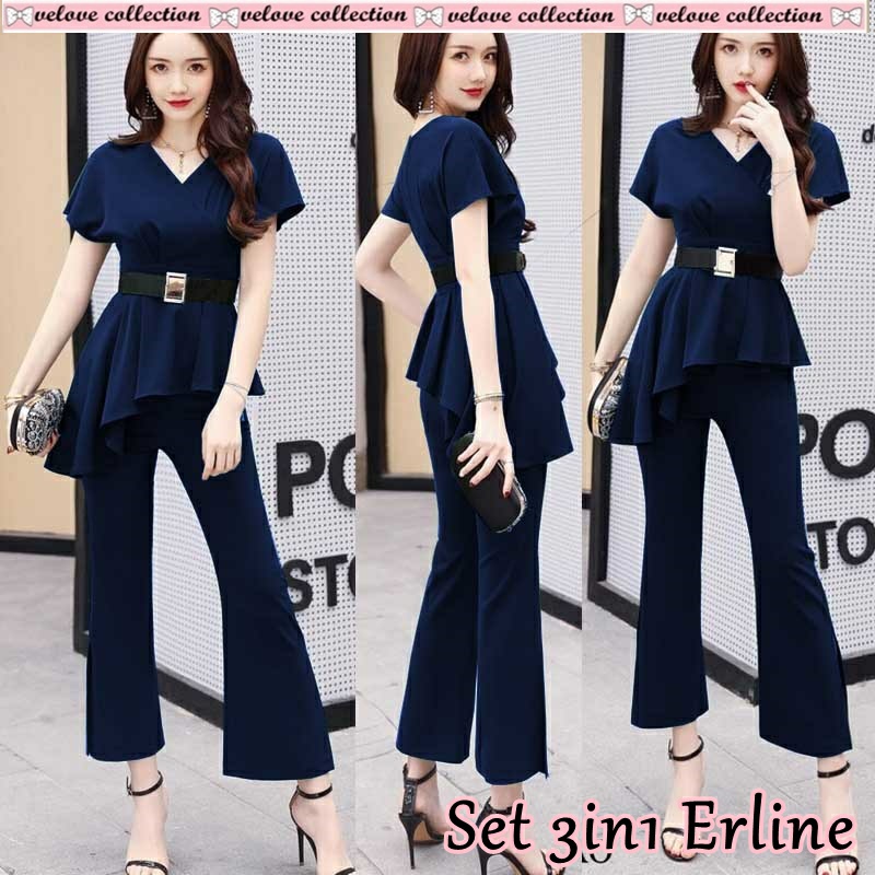 BAJU SETELAN WANITA MURAH KEKINIAN IMPORT KOREAN PREMIUM TERBARU / SETELAN KERJA WANITA KANTOR 3982