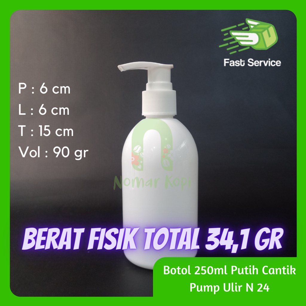 BOTOL PUMP 250ml PET HITAM TEBAL LOTION SHAMPOO SANITIZER SABUN