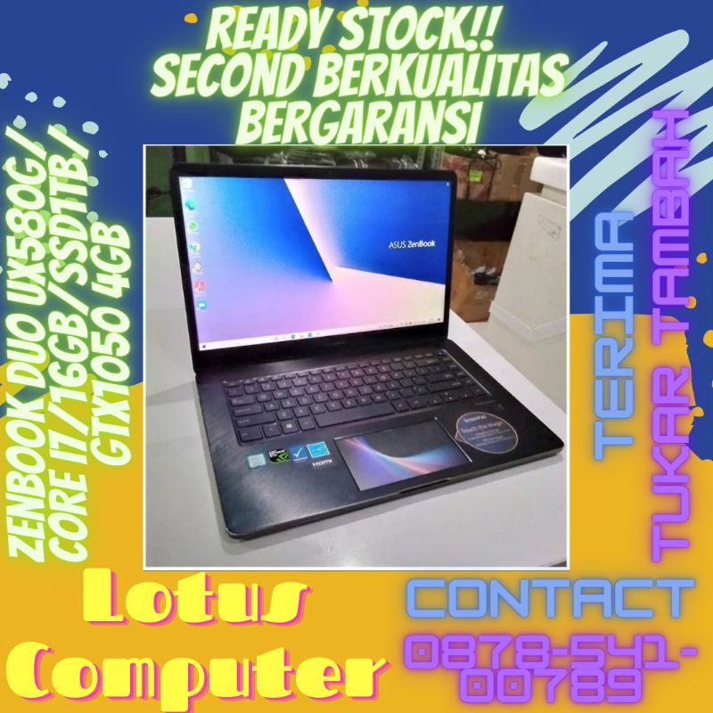 asus zenbook duo ux580G ci7 gtx1050