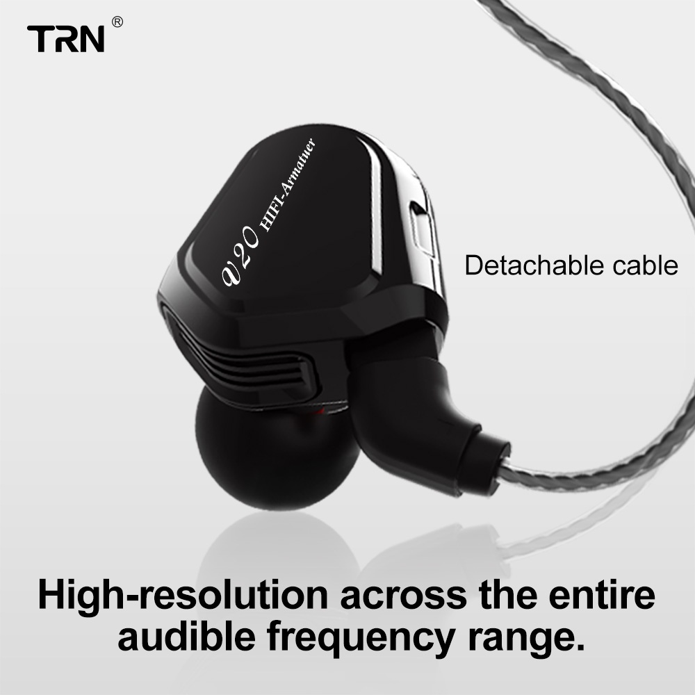 TRN V20 Audiophile Tri-Driver Hybrid In Ear Monitor Microphone