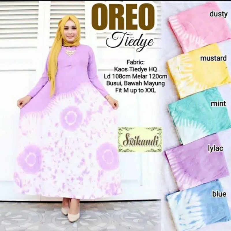 DASTER LENGAN PANJANG KAOS TIE DYE PELANGI OREO SYARI RESLETING DEPAN BUSUI