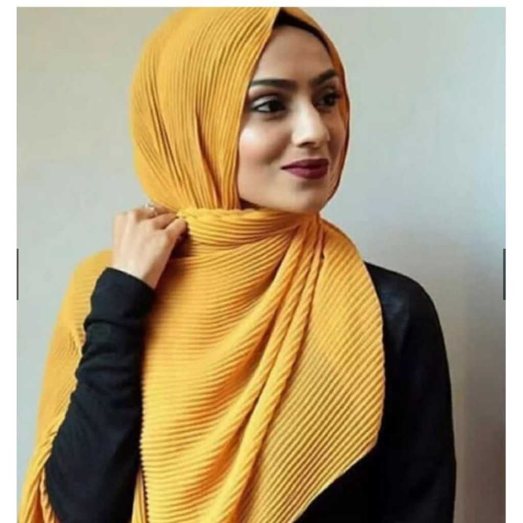 pashmina plisket premium/pashmina hyget termurah/pashmina hijab-Kunyit
