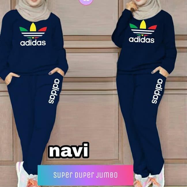 ✪852♘ Baju Olahraga Wanita Super duper jumbo adidass pelangi XXXXL LD130 - stelan training olahraga