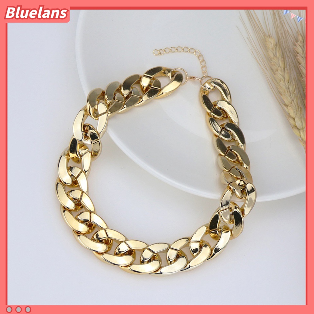 Bluelans Kalung Rantai Choker Bahan Alloy Tebal Dapat Disesuaikan Gaya Hip Hop Untuk Wanita