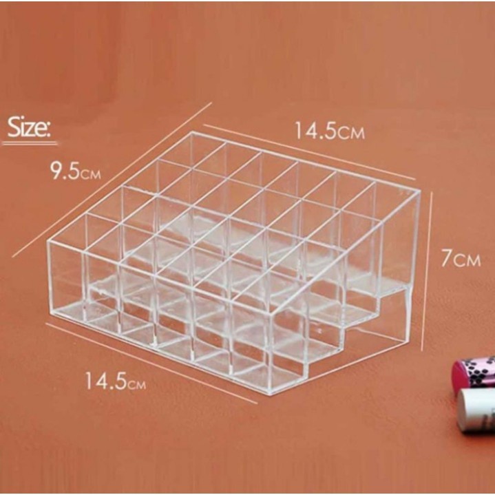 Sgmshop Rak Tempat lipstik akrilik Acrylic organizer lipstic holder 24 grid Slots Rak Penyimpanan Lipstick Acrylic 24 Slots