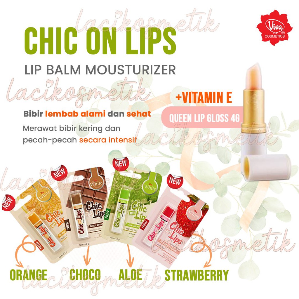 ✨LACIKOSME✨ VIVA CHIC ON LIPS LIP BALM MOUSTURIZER QUEEN LIPGLOSS - ORIGINAL BY VIVA