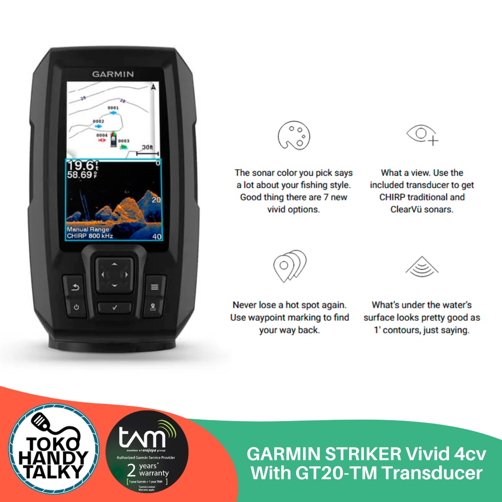 Jual GARMIN STRIKER VIVID 4CV 4 CV WITH TRANSDUCER SONAR IKAN GT20-TM ...
