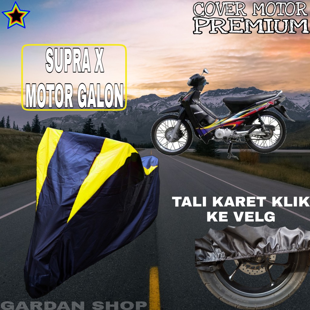 Sarung Motor SUPRA X MOTOR GALON Hitam Kuning Body Cover Penutup Pelindung Motor Supra X PREMIUM