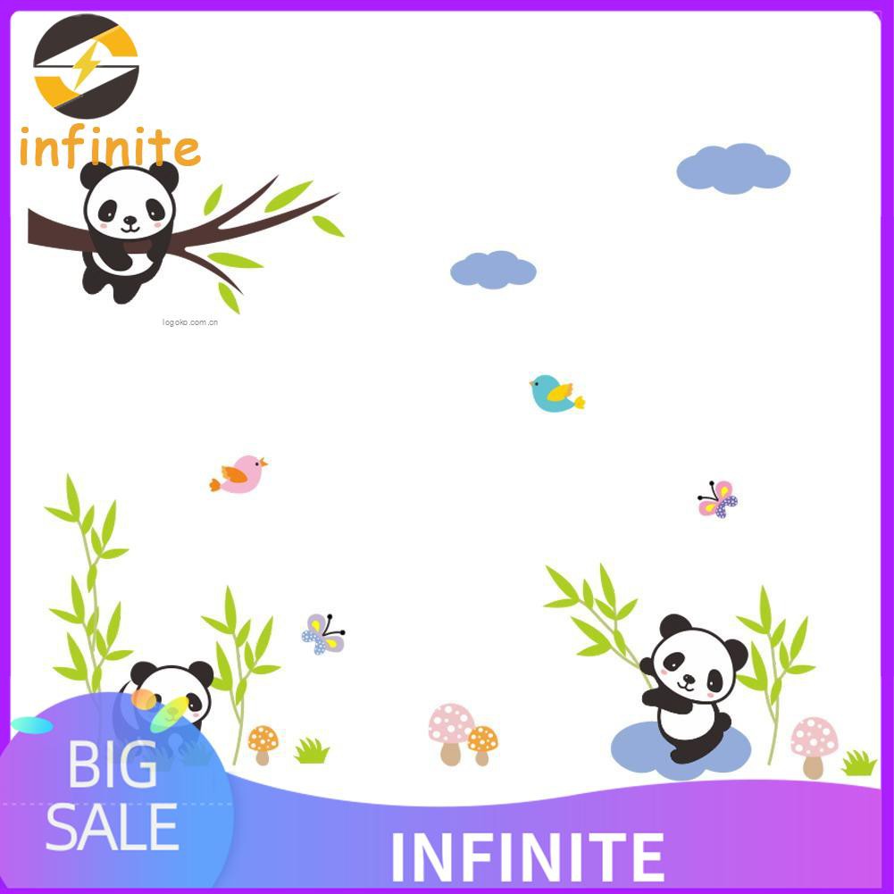 DIY Stiker Dinding Dengan Bahan Mudah Dilepas Gambar Kartun Panda Warna Putih Untuk Dekorasi Rumah