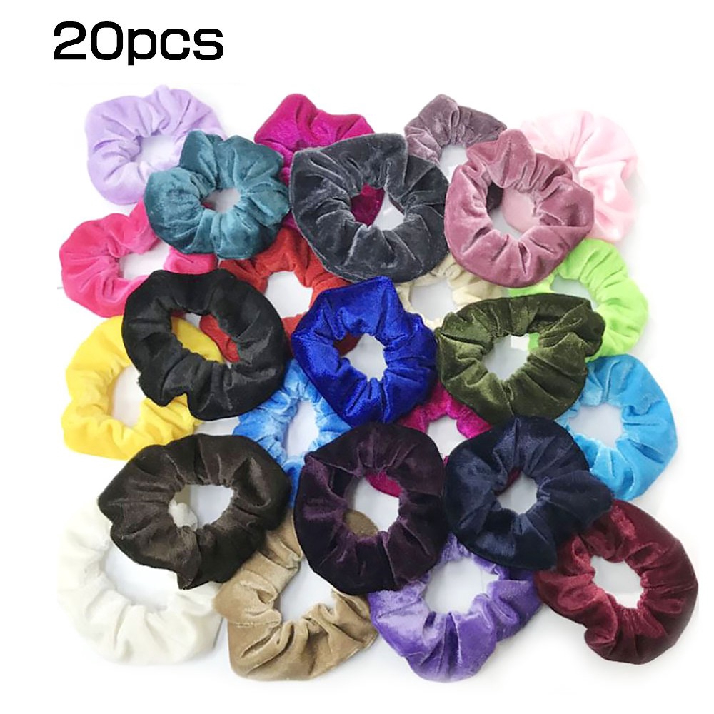 20 Pcs Velvet Elastic Hair Bands Ties Ropes Scrunchy Hair
