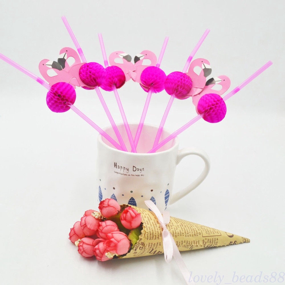 10/20/50 Pcs Flamingo Cocktail Sedotan Sedotan Pesta Pernikahan Ulang Tahun