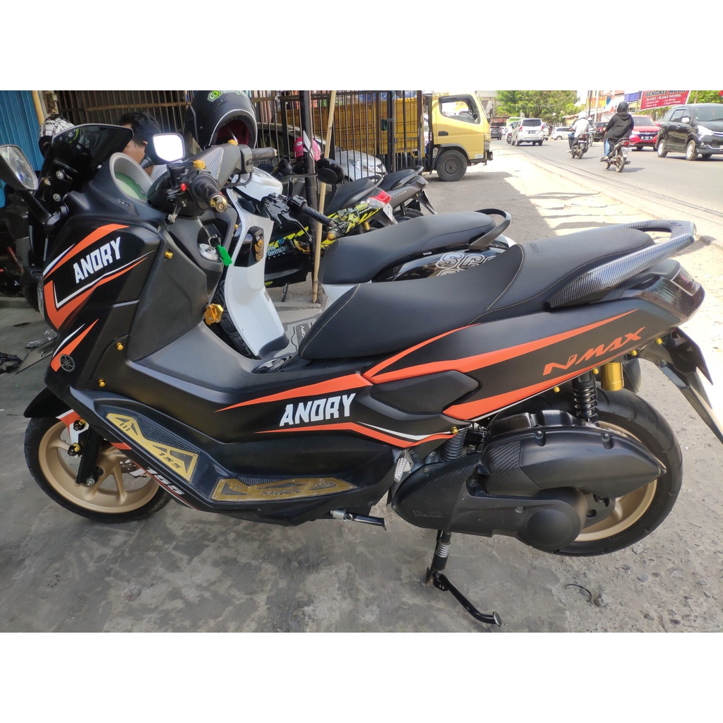 Stiker Nmax Decal Full Body Nmax Premium Black Stripe Orange Doff DNKZ