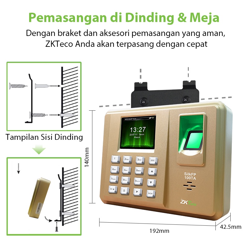 [IN STOCK]ZKTeco Mesin Absensi Sidik Jari Fingerprint Mesin Absensi Biometrik SSR Garansi satu tahun Bahasa Indonesia USB/LAN