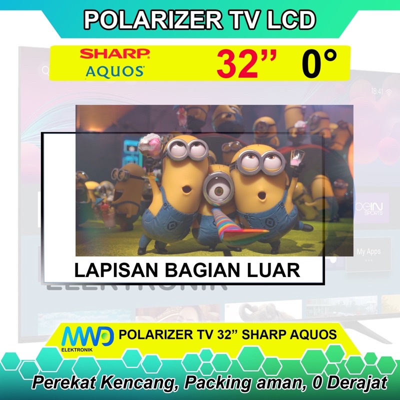 POLARIZER TV LED SHARP AQUOS 32 INCH 0 DERAJAT POLARIS POLARISER TV LCD LAPISAN PLASTIK LUAR INC IN