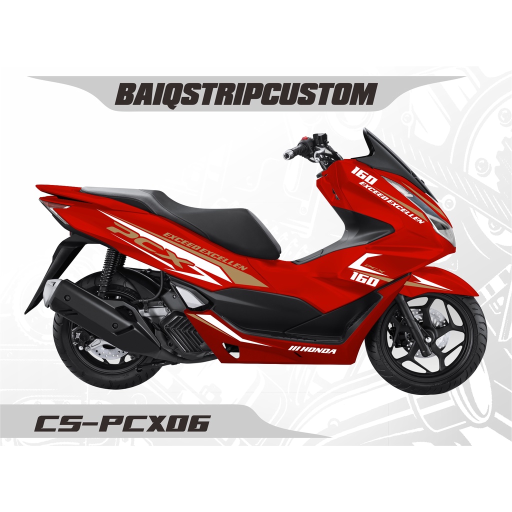 Striping cutting Honda PCX 160- Skotlet Sticker Lis MOTOR MERAH Variasi Cutting Sticker PCX06