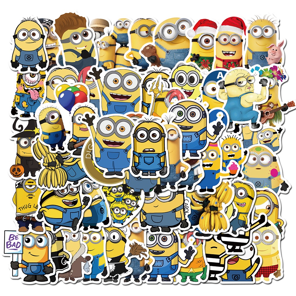 50pcs Stiker Graffiti Kartun Minions Anti Air Untuk Dekorasi Komputer / Handphone / Notebook / Koper / Helm