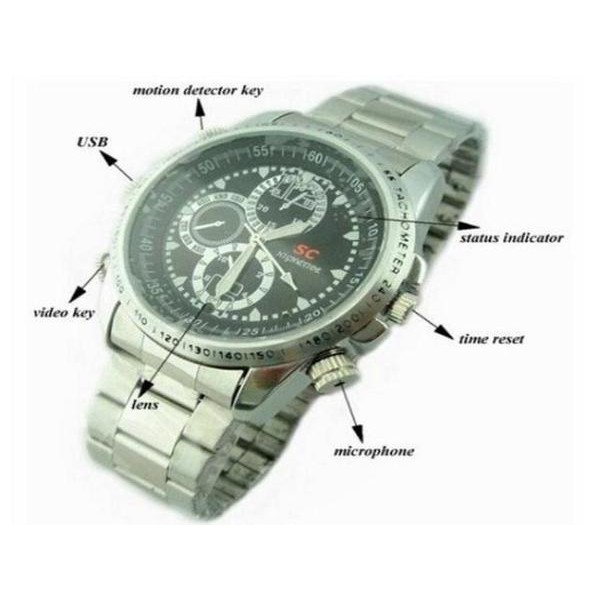 Spy Camera model jam tangan ( tali Rantai stenlis ) 4 GB
