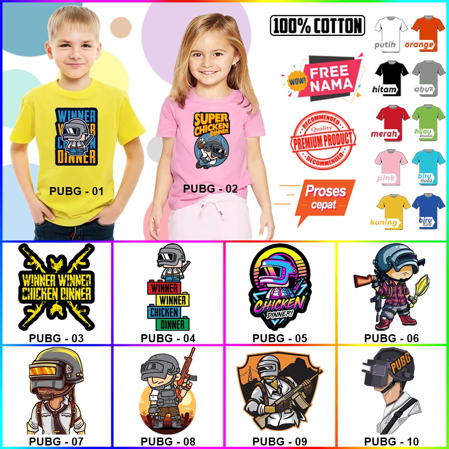 Baju Kaos ANAK DAN DEWASA PUBG COUPLE (FREE NAMA)