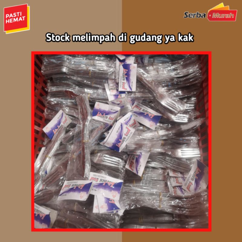 Sendok Garpu garbu alat makan makanan mie stainless steel awet Lusinan Grosir isi 12-1