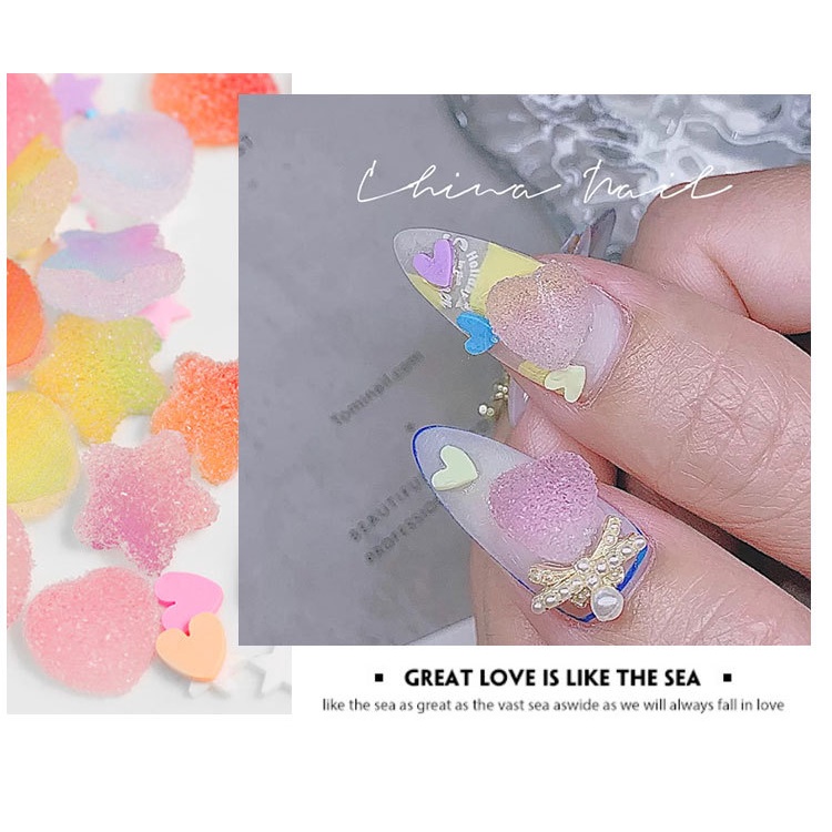 Pretty  Hiasan CANDY/HIASAN Kuku 3D Bentuk Hati / Bintang / Permen Bahan Akrilik Untuk Dekorasi Nail Art DIY