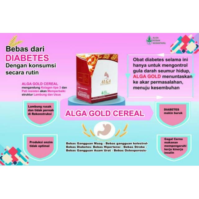 ALGA GOLD CEREAL Isi 20 Sachet Minuman Obat Herbal Penyakit Diabetes, Hipertensi, Hiperkolesterol