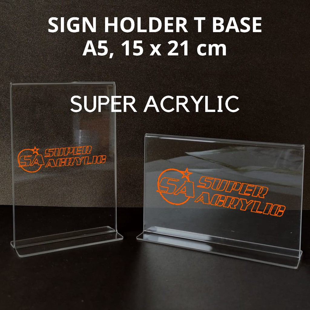 SIGN HOLDER ACRYLIC A5 15x21cm / NOMOR MEJA AKRILIK / TEMPAT BROSUR AKRILIK