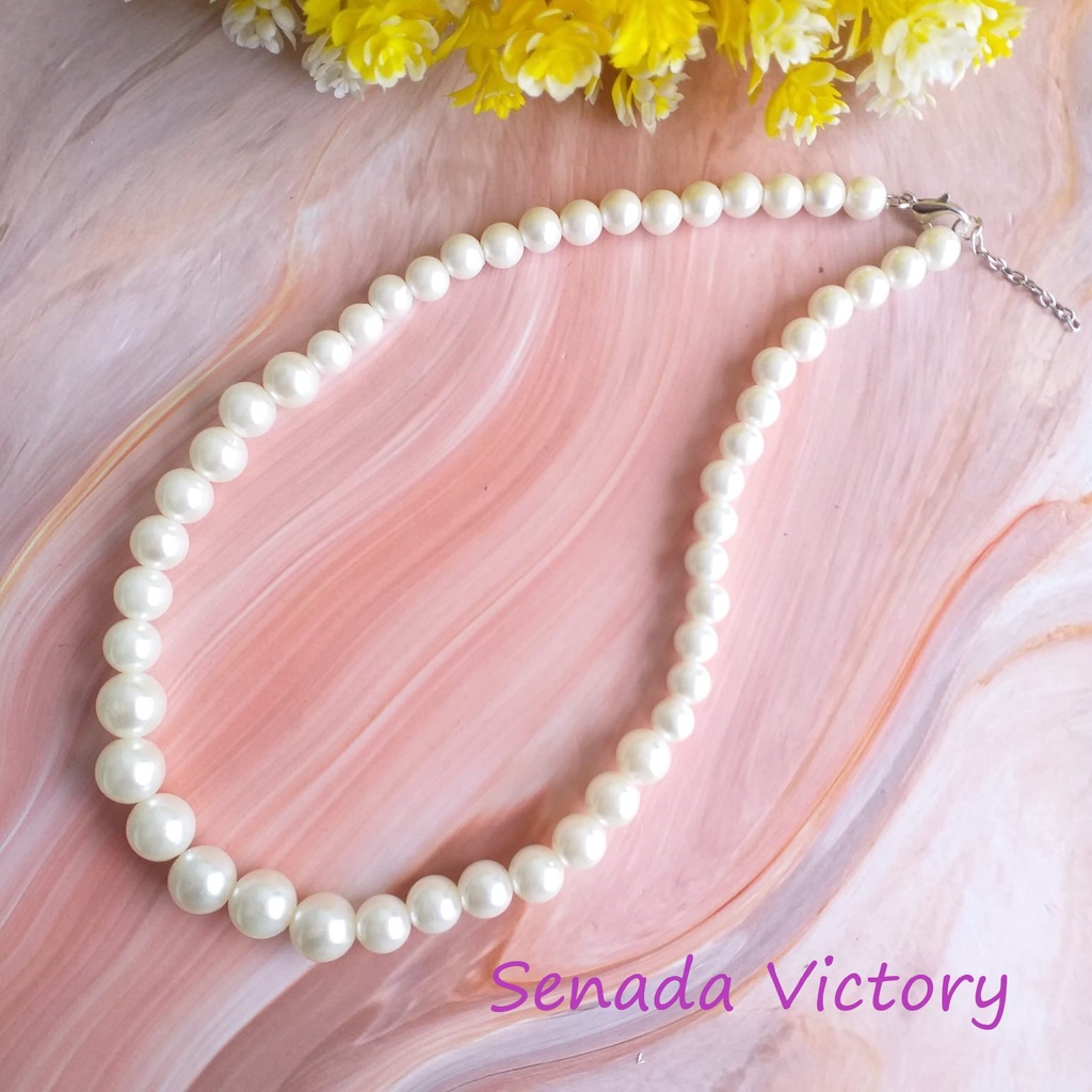 Senada Victory Kalung Mutiara Putih Cantik/Mewah Aksesoris Wanita SKM06