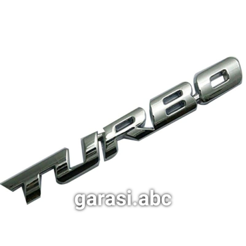 Stiker Emblem Badge Body Turbo Timbul 3D Sticker Tulisan Logo Metal Besi Krom Chrome Silver Merah Body Bodi 3 D Dimensi