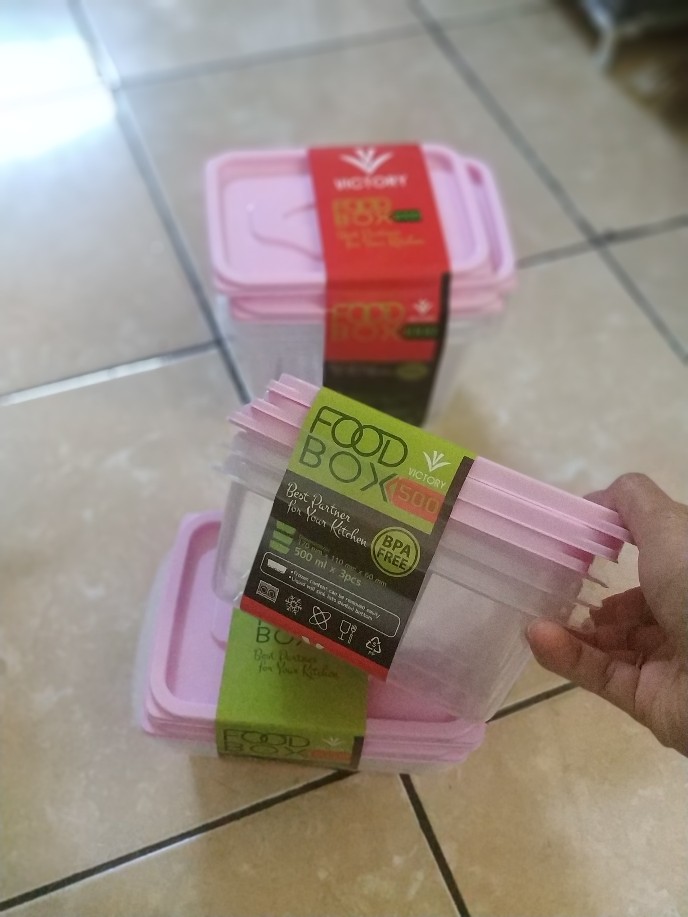 Kotak Makan Victory Food Box 500ml Clear 2 Set Lebih Hemat - Red