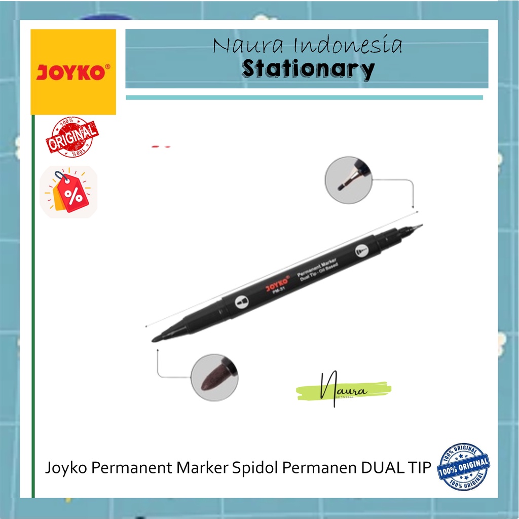 

Joyko Permanent Marker Spidol Permanen DUAL TIP PM-31 (PCS)