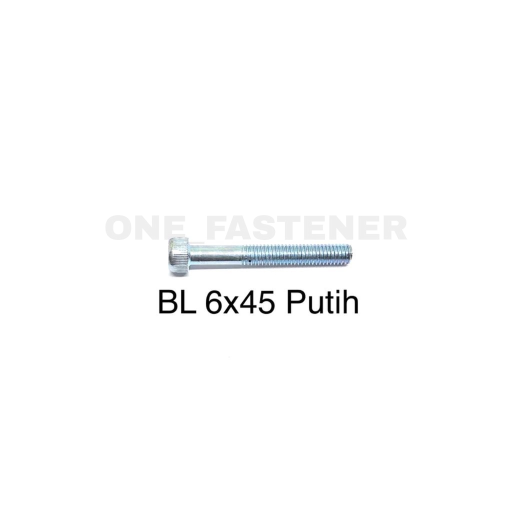 Baut L M6x45 Putih L5 6mm 4.5cm 6x45 hex socket Heads cap screw 10