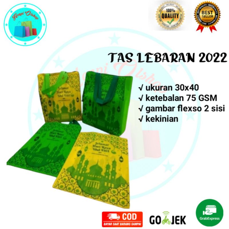 

LUSINAN (12PCS)- Godie Bag Lebaran Premium 30x40 - Tas Spunbon Idul Fitri 2022