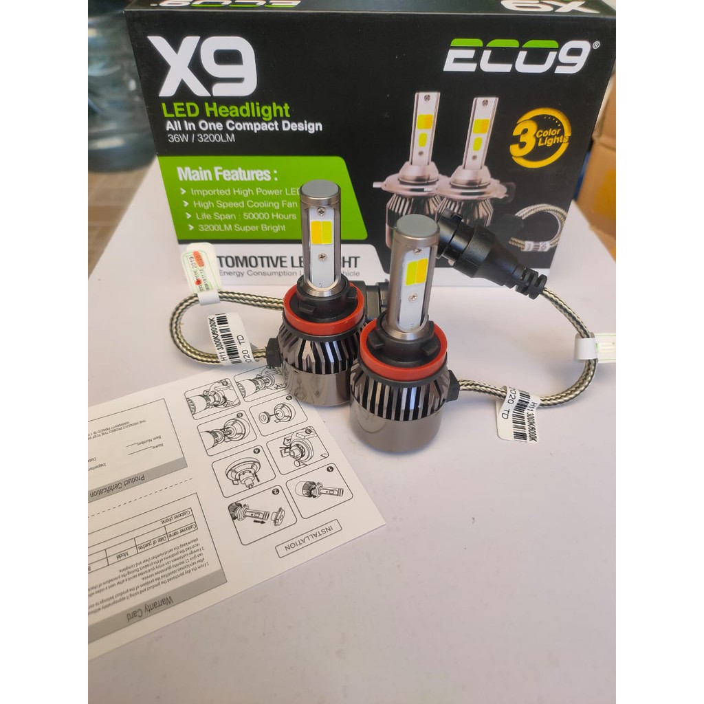 X9 ECO9 LUMINOS LED HB4 3 WARNA GARANSI - LAMPU LED HB4 36 WATT