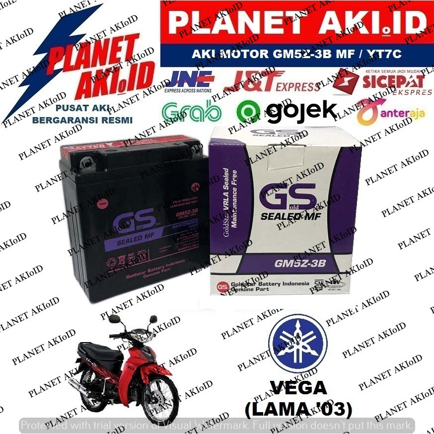 Aki Motor Yamaha Vega Lama GM5Z3B Accu Kering MF