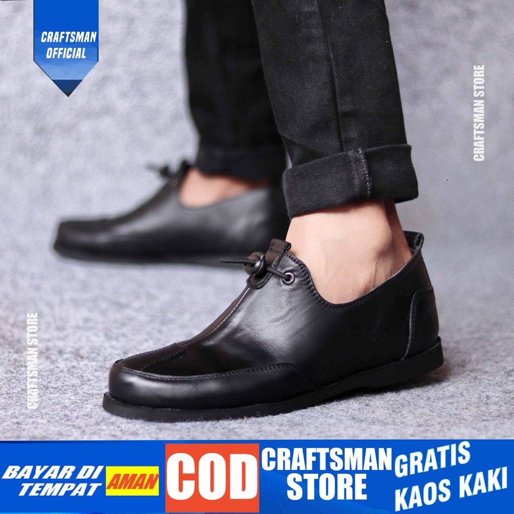 CRAFTS X OYA Sepatu Kasual Pria Sepatu Pria Casual Kerja Cowok/Cowo Sepatu Kulit Asli Sepatu Kantor Semi Formal Kuliah Gaya Santai Kekinian Murah Terlaris