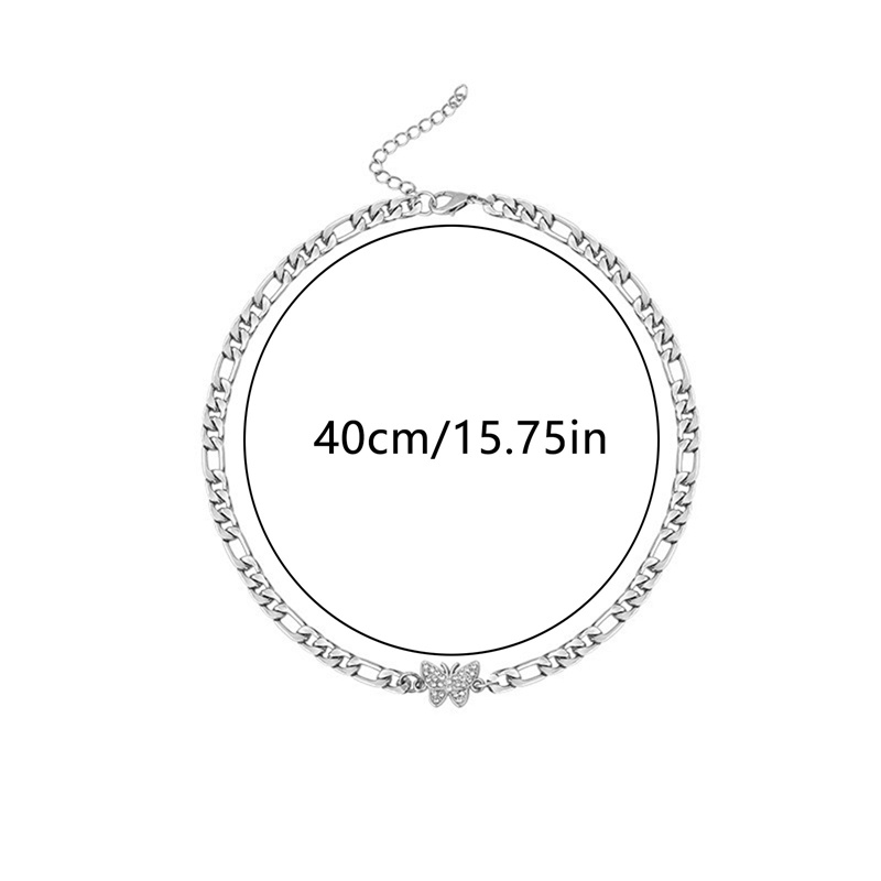 Kalung Choker Clavicle Desain Kupu-Kupu Hias Berlian Gaya Mewah Slim Untuk Wanita