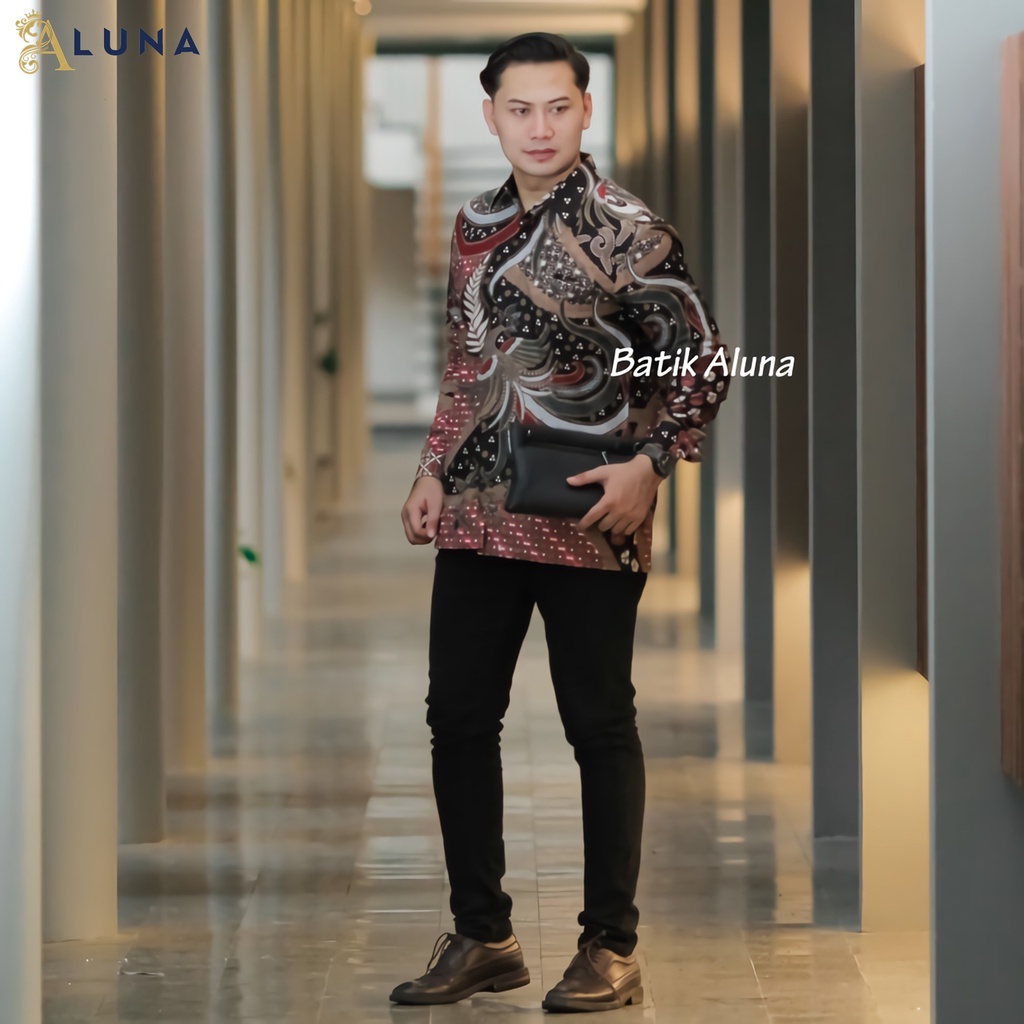 KEMEJA BATIK PRIA PREMIUM LENGAN PANJANG REGULAR BATIK ALUNA PCW 027