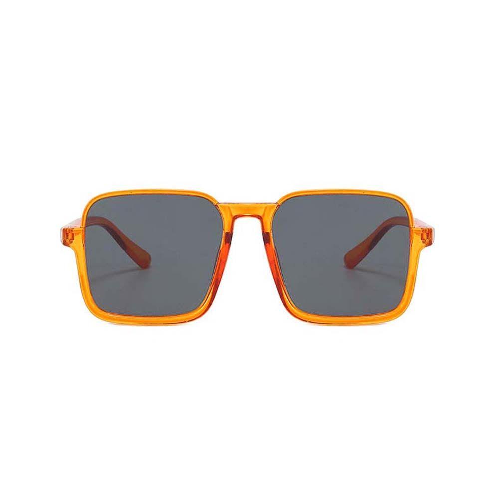 Mxbeauty Kacamata Kotak Mewah Merek Orange UV400 Hitam Teh Warna Lensa Kacamata Matahari Gaya Korea Sunglasses