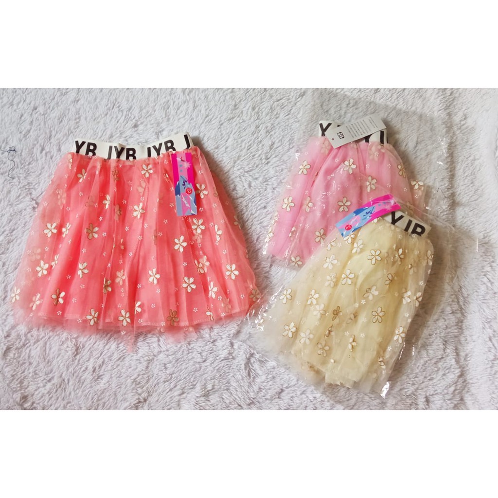 Rok tutu import anak perempuan motif bunga