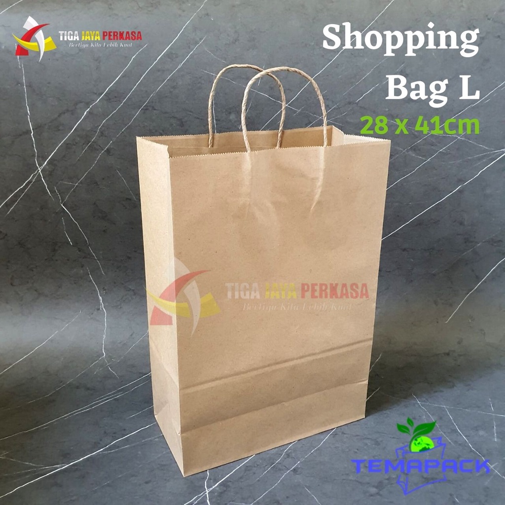 

Shopping Bag L / Paper Bag Coklat 28 x 13.8 x 41 cm Kantong Tas @50Pcs