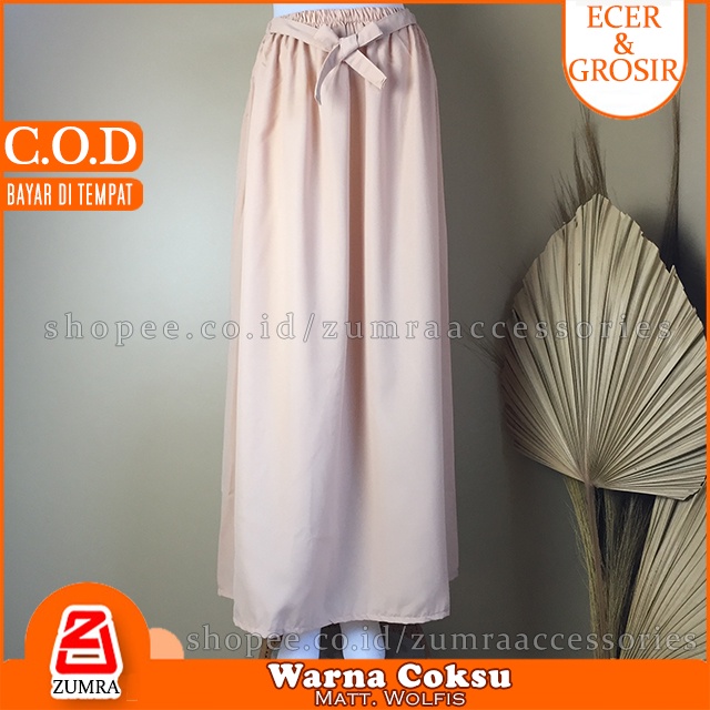 [COD] Rok Basic Pita bawahan wanita Wolfis best seller Skirt Ribbon Woolpeach