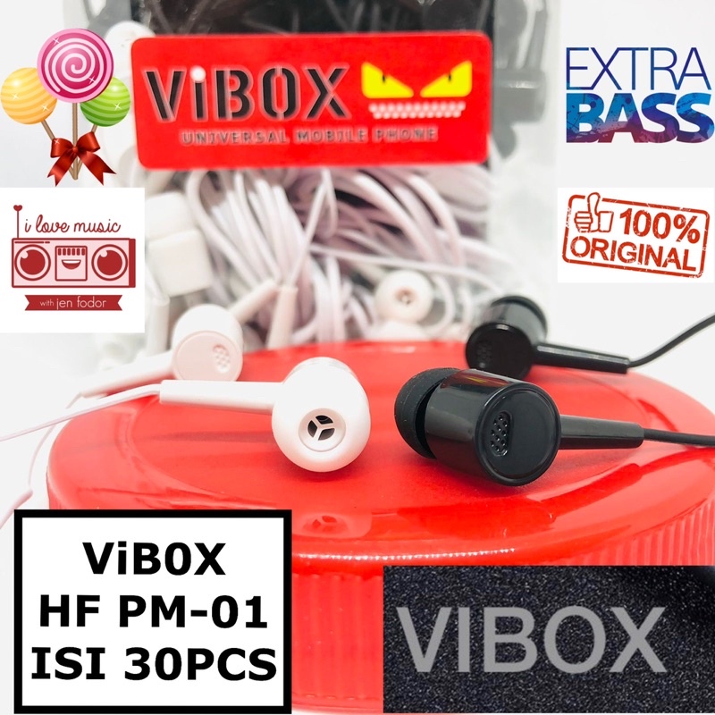 PROMO ~1TOPLES ISI 30PCS HANDSFREE VIBOX HF PM01 ORIGINAL EXTRABASS