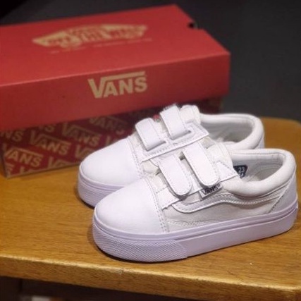 sepatu putih polos oldskol anak tanpa tali perempuan  laki size 21-35